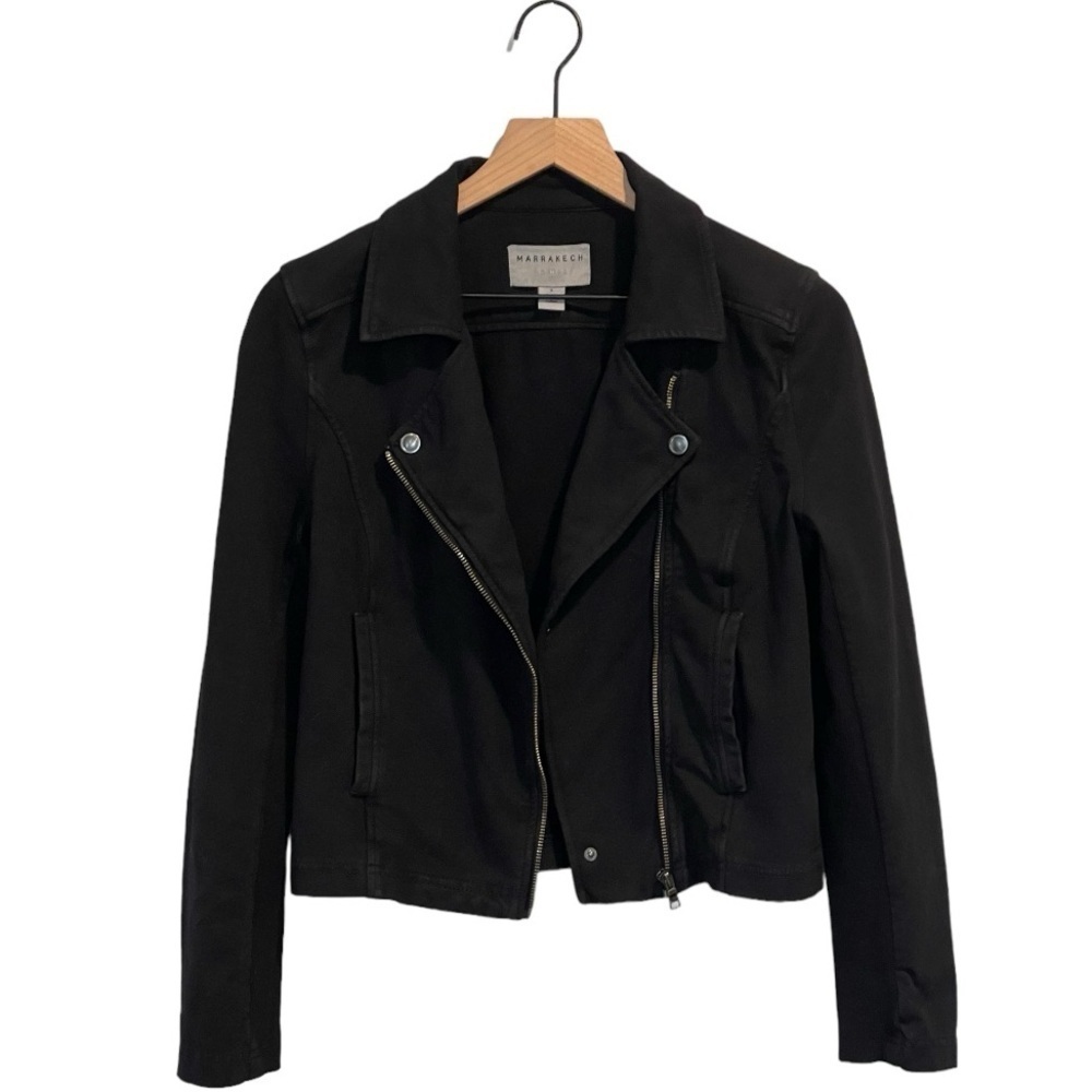 Anthropologie Marrakech Black Knit Moto Jacket, Size Small - Picture 4 of 13
